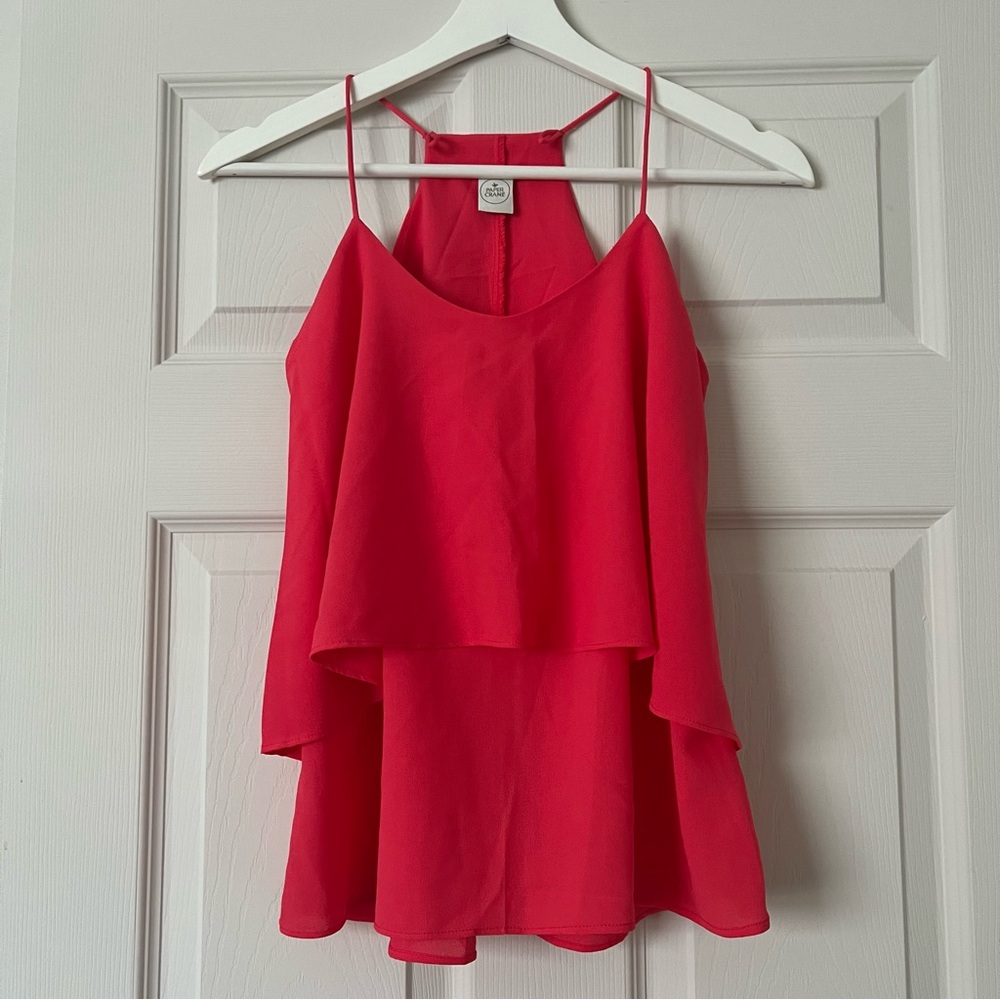 Paper Crane Red Tiered Asymmetrical Camisole